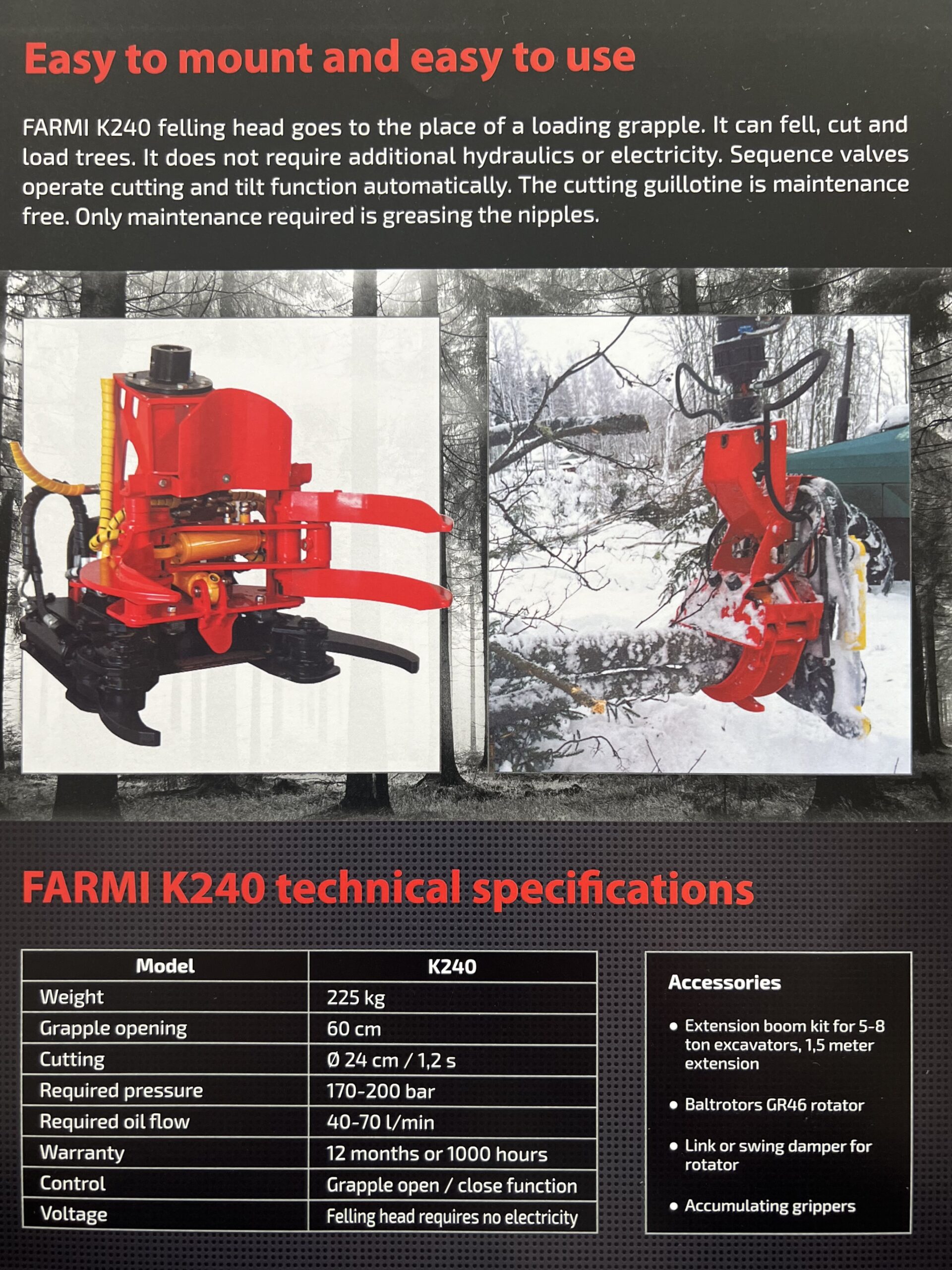 TÊTE D'ABATTAGE À GUILLOTINE FARMI FOREST K240 – Image 2